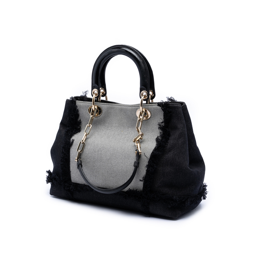 Pre-Loved Dior Denim Patch D Light Satchel - Picture 2 of 7